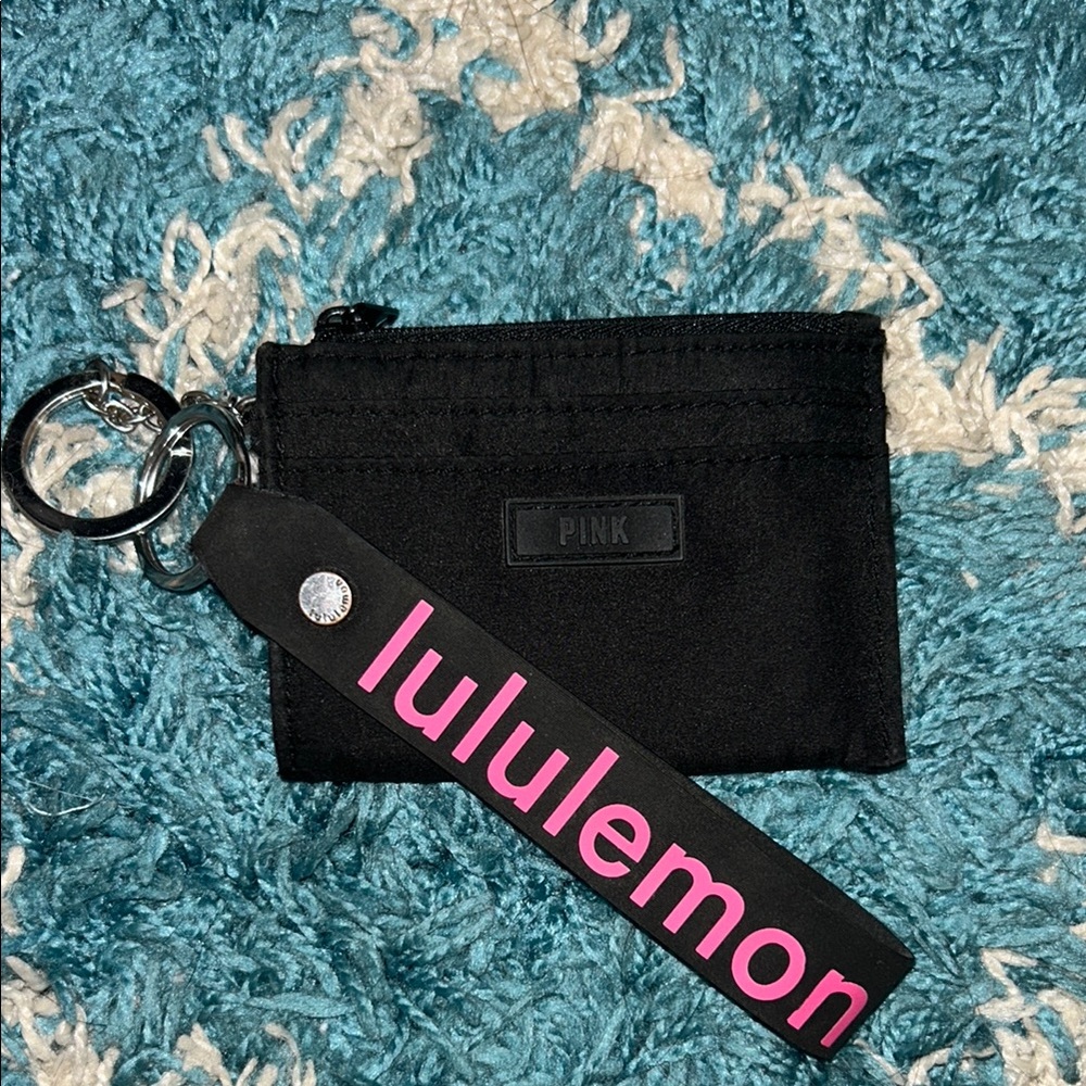 Black PINK Wallet with Lululemon Keychain